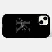 Modern zwart gepersonaliseerd monogram naam Case-Mate iPhone case (Achterkant (horizontaal))