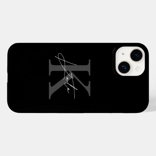 Modern zwart gepersonaliseerd monogram naam Case-Mate iPhone case (Achterkant (horizontaal))