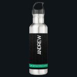 Modern zwart gepersonaliseerd waterfles<br><div class="desc">Blijf overal verfrist met deze gepersonaliseerde roestvrijstalen waterfles, met een strak modern ontwerp en een aangepaste naamafdruk. Het is gemaakt van duurzaam roestvrij staal en houdt drinken urenlang koud en is licht van gewicht voor reizen, werk, school of de sportschool. Personaliseer eenvoudig met elke naam of boodschap om het uniek...</div>