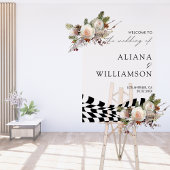 Modern zwart geruit patroon bruiloft welkom acryl bord