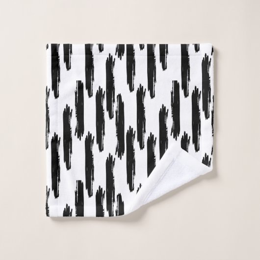 Modern zwart geschilderd streeppatroon bad handdoek (Wasdoekje)