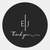 Modern Zwart Geschreven Dank u Sticker (Voorkant)