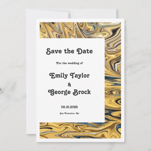 Modern Zwart Gesmolten Goud Artistieke Abstracte b Save The Date (Voorkant)