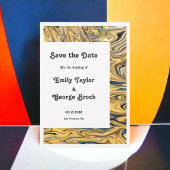 Modern Zwart Gesmolten Goud Artistieke Abstracte b Save The Date