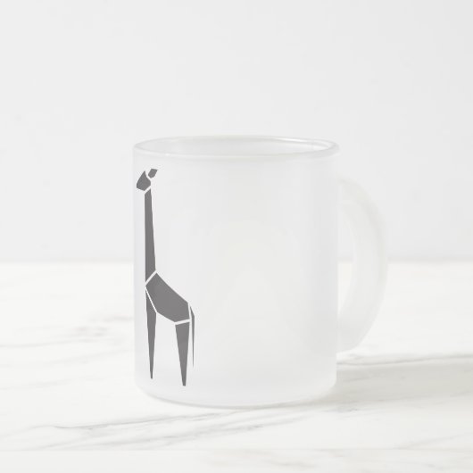 Modern zwart giraffe-symbool matglas koffiemok (Voorkant rechts)
