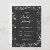 Modern Zwart Glam Diamond Lijst Bruidsbrunch Kaart (Voorkant)