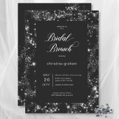 Modern Zwart Glam Diamond Lijst Bruidsbrunch Kaart