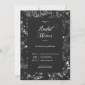 Modern Zwart Glam Diamond Lijst Vrijgezellenfeest Kaart (Voorkant)