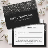 Modern zwart Glitter BUSINESS CERTIFICAAT