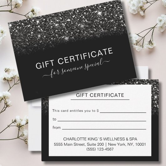 Modern zwart Glitter BUSINESS CERTIFICAAT