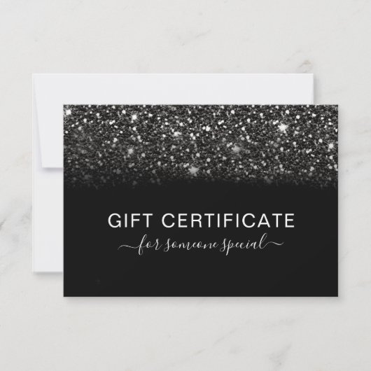 Modern zwart Glitter BUSINESS CERTIFICAAT (Voorkant)
