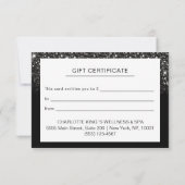 Modern zwart Glitter BUSINESS CERTIFICAAT (Achterkant)