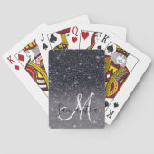 Modern Zwart Glitter Sparkles Naam Pokerkaarten (Achterkant)