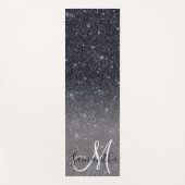 Modern Zwart Glitter Sparkles Naam Yogamat (Voorkant)