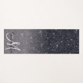 Modern Zwart Glitter Sparkles Naam Yogamat (Voorkant (horizontaal))