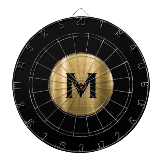 Modern zwart Gold Classic Monogram Dartbord (Voorkant)