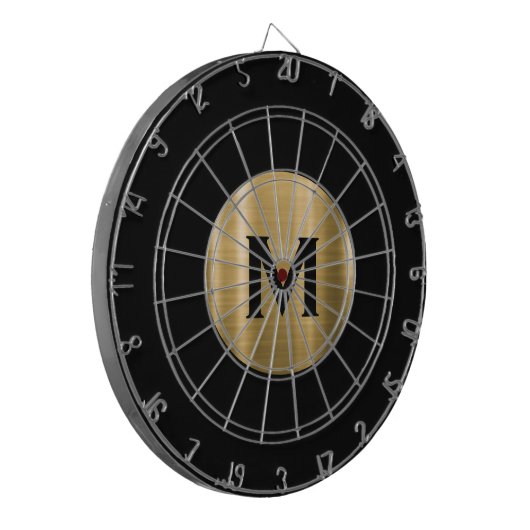 Modern zwart Gold Classic Monogram Dartbord (Voorkant Links)