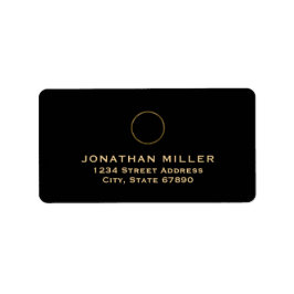 Modern zwart Gold Monogram Return-adres Etiket