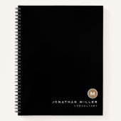 Modern zwart Gold Professional-monogram Notitieboek (Voorkant)