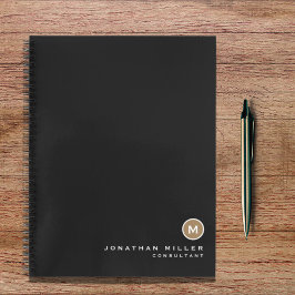 Modern zwart Gold Professional-monogram Notitieboek