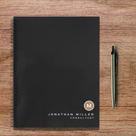 Modern zwart Gold Professional-monogram Notitieboek