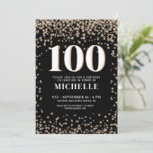 Modern zwart goud 100e verjaardag kaart (Staand voorkant)