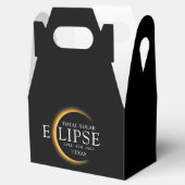 Modern Zwart & Goud 2024 Texas Totale Zonsverduist Bedankdoosjes (Geopend)