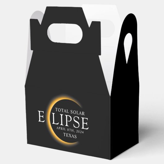 Modern Zwart & Goud 2024 Texas Totale Zonsverduist Bedankdoosjes (Geopend)