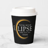 Modern Zwart & Goud 2024 Texas Totale Zonsverduist Papieren Bekers (Voorkant)