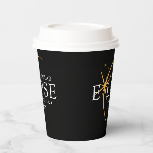 Modern Zwart & Goud 2024 Texas Totale Zonsverduist Papieren Bekers (Links)