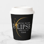 Modern Zwart & Goud 2024 Texas Totale Zonsverduist Papieren Bekers (Achterkant)