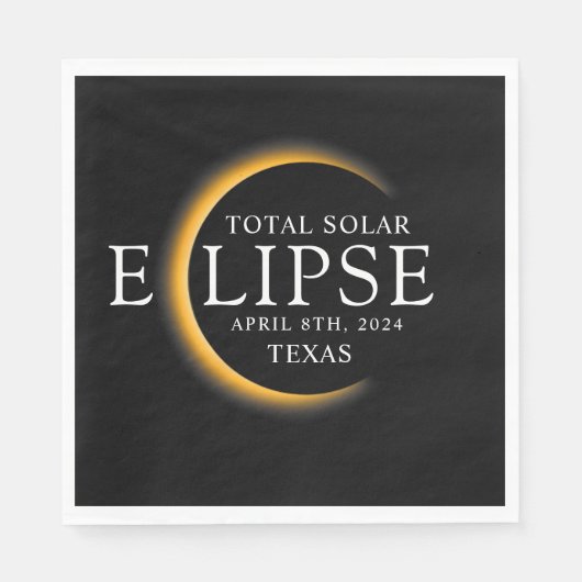 Modern Zwart & Goud 2024 Texas Totale Zonsverduist Servet (Voorkant)