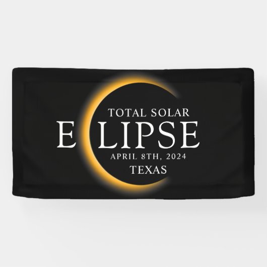 Modern Zwart & Goud 2024 Texas Totale Zonsverduist Spandoek (Horizontaal)