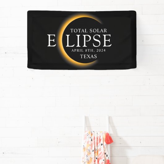 Modern Zwart & Goud 2024 Texas Totale Zonsverduist Spandoek (Insitu)