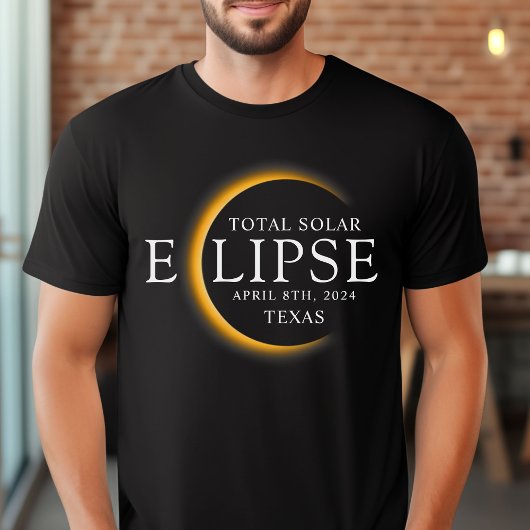 Modern Zwart & Goud 2024 Texas Totale Zonsverduist T-shirt