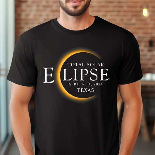 Modern Zwart & Goud 2024 Texas Totale Zonsverduist T-shirt