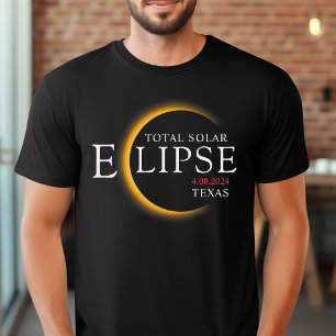 Modern Zwart & Goud 2024 Texas Totale Zonsverduist T-shirt