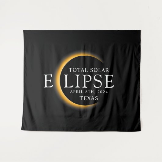 Modern Zwart & Goud 2024 Texas Totale Zonsverduist Wandkleed (Voorkant (horizontaal))