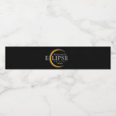 Modern Zwart & Goud 2024 Texas Totale Zonsverduist Waterfles Etiket (Enkel label)