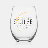 Modern Zwart & Goud 2024 Texas Totale Zonsverduist Wijnglas Zonder Voet (Voorkant)