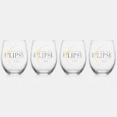 Modern Zwart & Goud 2024 Texas Totale Zonsverduist Wijnglas Zonder Voet (Voorkant)