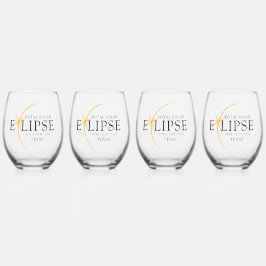 Modern Zwart & Goud 2024 Texas Totale Zonsverduist Wijnglas Zonder Voet