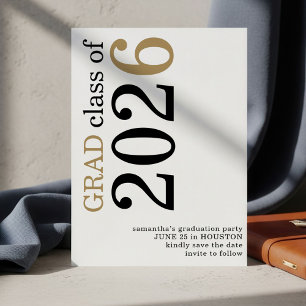 Modern Zwart Goud 2026. Afstuderen Save The Date