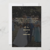 Modern zwart goud 2 foto overlay bruiloft bedankkaart (Achterkant)