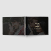 Modern zwart goud 2 foto overlay bruiloft gastenboek (Volledig)