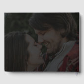 Modern zwart goud 2 foto overlay bruiloft gastenboek (Achterkant)