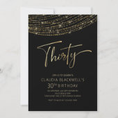 Modern Zwart Goud 30e Verjaardag Kaart (Voorkant)