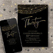 Modern Zwart Goud 30e Verjaardag Kaart