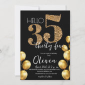 Modern Zwart Goud 35-jarig verjaardagsfeest Kaart (Voorkant)