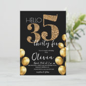 Modern Zwart Goud 35-jarig verjaardagsfeest Kaart (Staand voorkant)